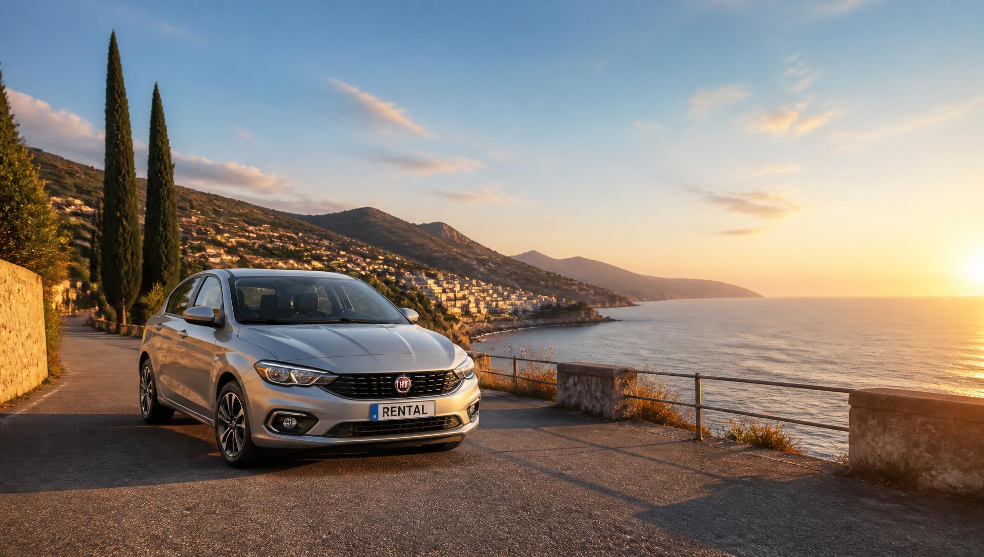 Auto a noleggio Drive Italia su una strada costiera italiana